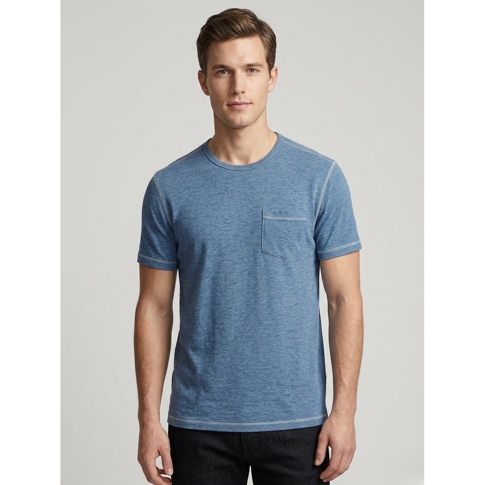 John Varvatos USA Mens Blue Heathered Pocket T-Shirt K303Q1B Size M